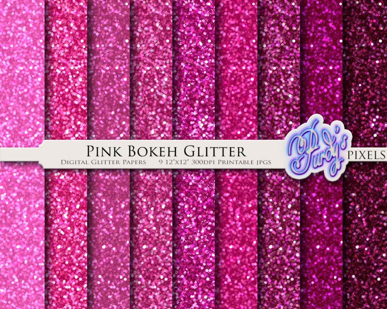 Pink Glitter Digital Paper Pack Sparkling Pink Bokeh Glitter Etsy