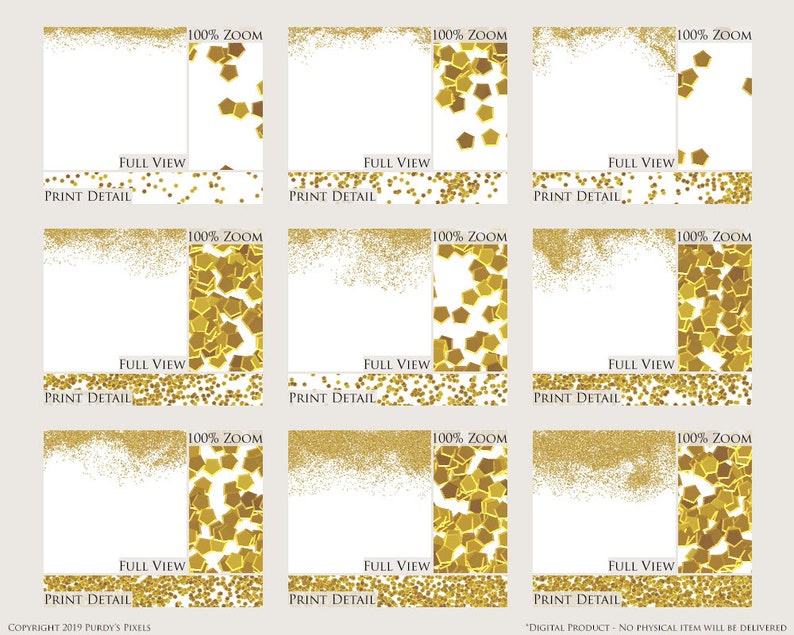 Digital Gold Glitter Overlays Printable Scrapbooking Borders Etsy