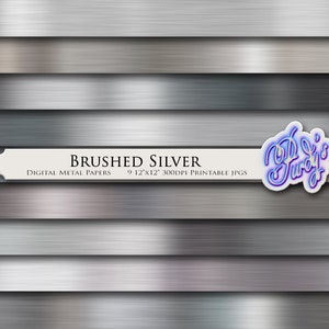 Gebürstetes Silber Digital Paper Pack - 9 nahtlose silberne Farbverläufe, digitales Papier für den kommerziellen Gebrauch