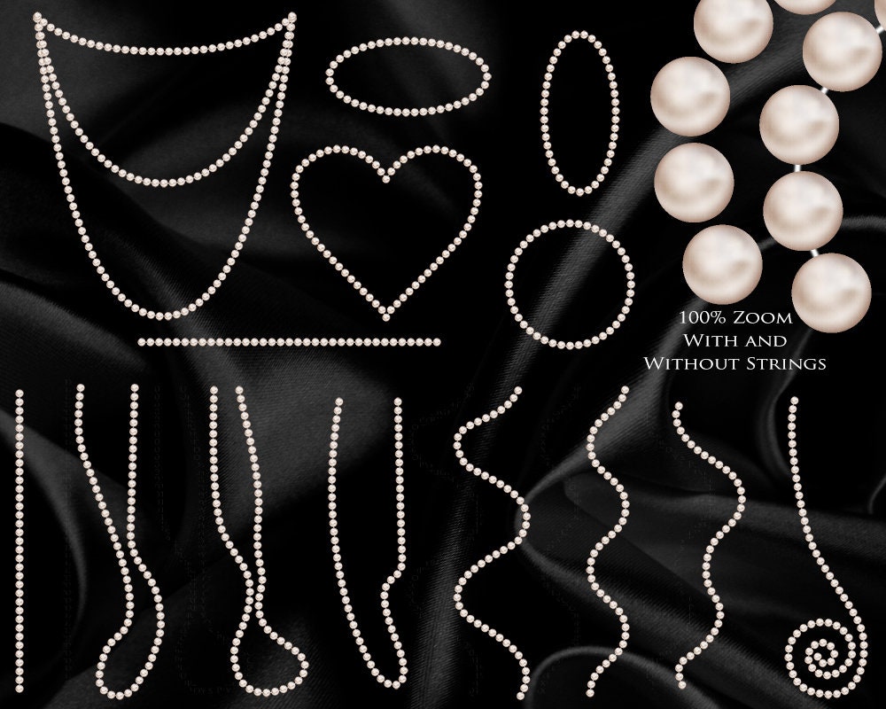 Pearl Rope Template Glamorous String of Pearls Digital Printable Scrapbooking Wedding ...