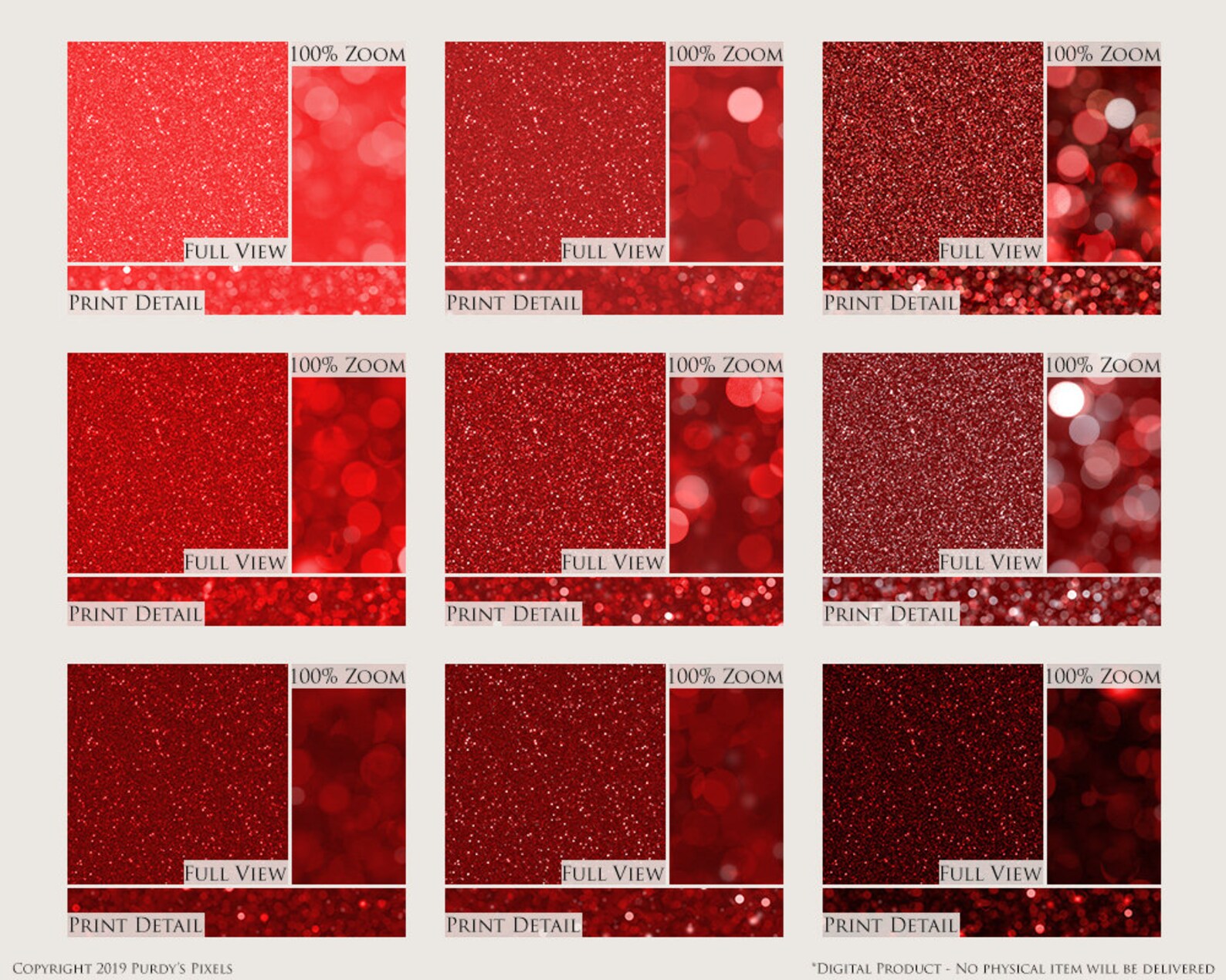 Red Glitter Digital Paper Pack Bokeh Glitter Printable Etsy