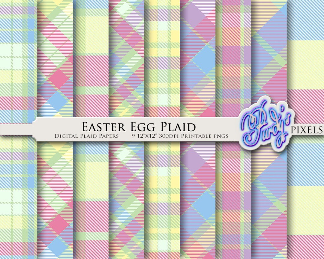 Easter Egg Plaid Digital Printable Scrapbooking Paper in Pastels - Etsy