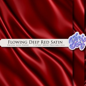 Carte digitali Flowing Red Satin - 9 carte da scrapbooking stampabili in seta e raso senza cuciture per uso commerciale