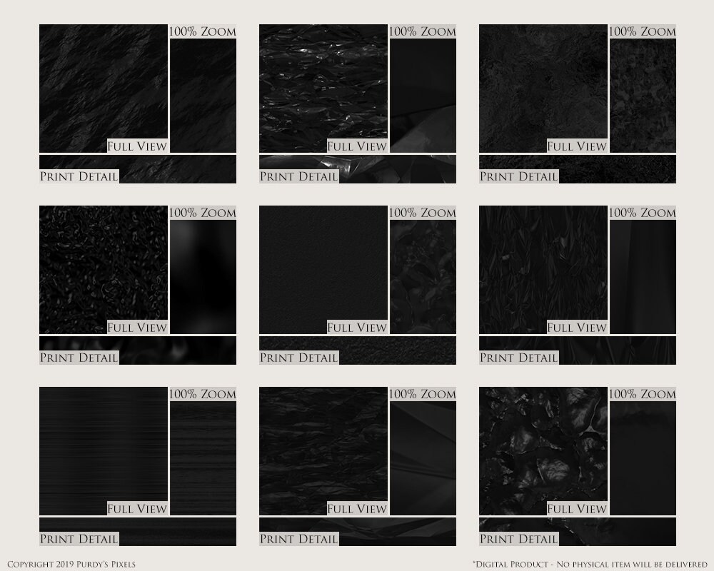 Digital Black Foil Paper Pack 9 Seamless Metallic Black Etsy