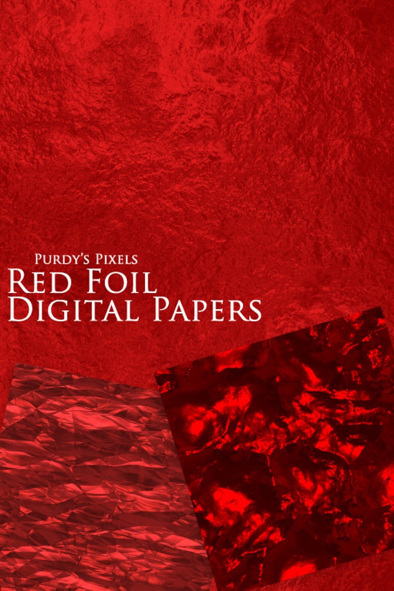 Red Formley Paper Red Foil Digital Paper Pack - 9 Seamless Metallic Red Printable ...
