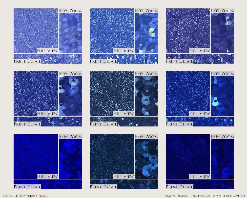 Blue Sewuin Pattern Digital Blue Sequins Printable Scrapbooking Paper Pack - 9 Glittering ...