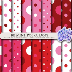 Digital Valentine&#39;s Day Polka Dots Printable Paper Pack