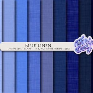 Blue Linen Digital Paper Pack - 9 Seamless Linen Fabric Printable Scrapbooking Papers for Commercial Use