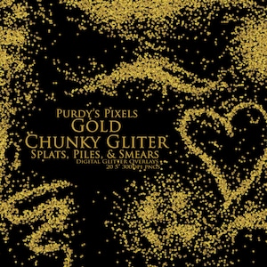 Gold Digital Glitter Overlays - Printable Scrapbooking Borders - 9 Seamless Messy and Chunky Gold Glitter PNGs for Commercial Use