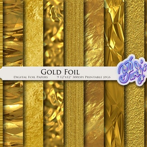 Paquete de papel dorado digital: 9 papeles metálicos dorados sin costuras para scrapbooking, imprimibles y para uso comercial.