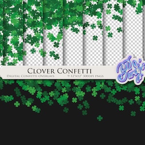 Trèfle numérique confettis digiscrap imprimable superpositions pour la Patrick Saint-