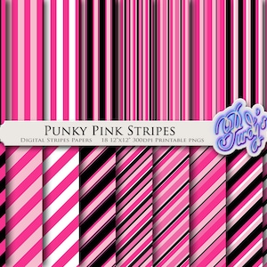 Pacote de papel digital com listras rosa - papel para scrapbooking para impressão para o dia dos namorados