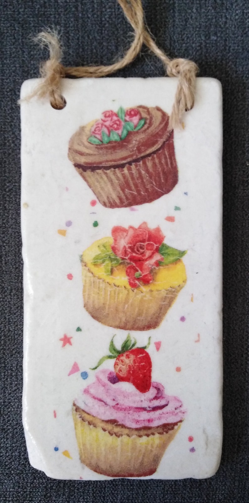 Decoupaged Cupcake Hanging Tile Etsy