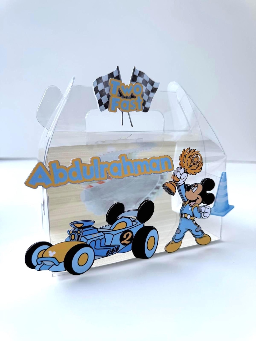 Two Fast Mickey Clear Gable Box Mickey Mouse Roadster Racer Personalized Two Fast - Etsy