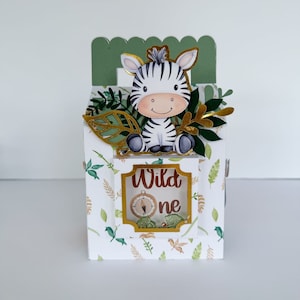Wild One Square Gable Box Shaker Partygeschenk - Wild One Partygeschenk - Safari Partygeschenk - Wild One Personalisiert - Wild One Box Shaker