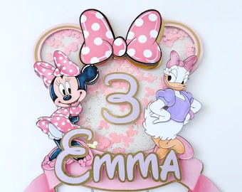 Cake Topper Shaker 3D Minnie and Daisy Bowtique Personalized
