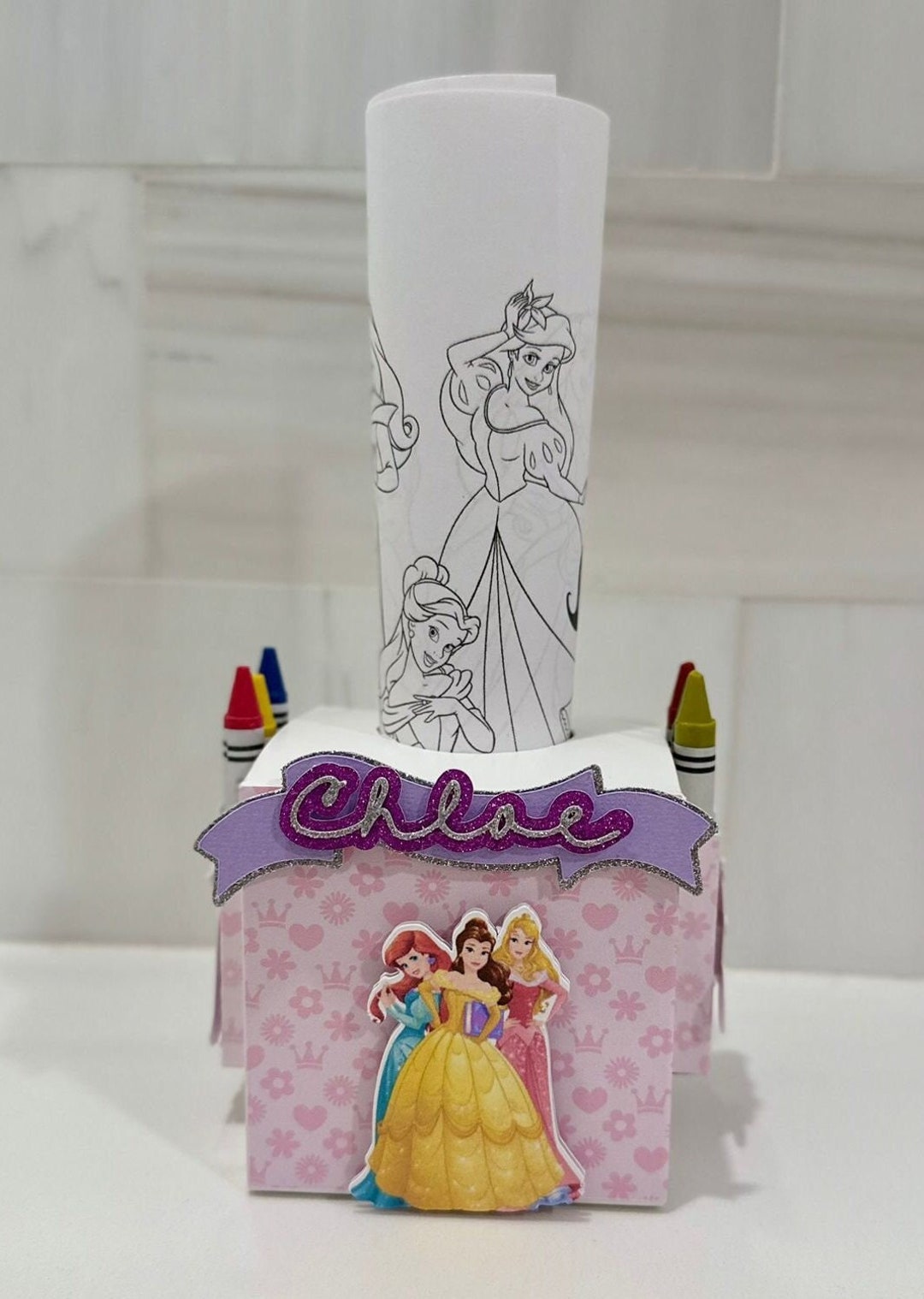 Princess 3D Coloring Box - Crayons Coloring Page - Party Favor Boxes - Etsy