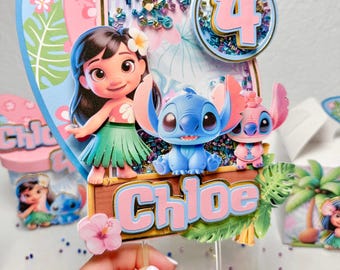 Lilo en Stitch taarttopper - Stitch 3D taarttopper - Stitch feestgunst - Stitch gepersonaliseerd