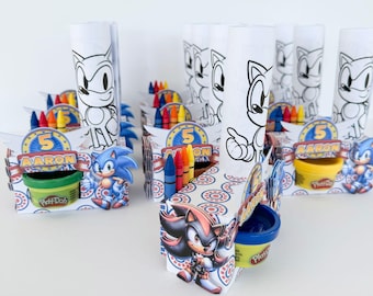 Sonic Coloring Box - Play-Doh - Sonic Crayon Party Favor - Sonic Party Favor Personalized