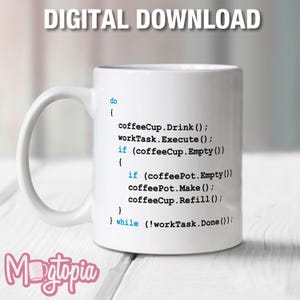 Diseño PNG para taza de café con temática de programación – Diseño para sublimación (descarga digital)