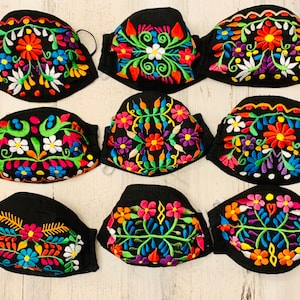 Gorgeous Floral Embroidered Face Masks, Reusable And Washable Face Mask, Handwoven Face Mask, Face Mask Embroidered. Artisanal face mask