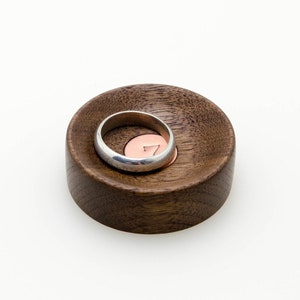 7th anniversary gift with copper inlay.  Mini wood ring dish  great gift. Made of Walnut wood.