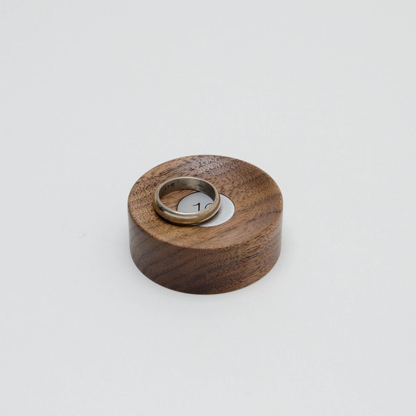 10th anniversary gift for him or her, Mini wood ring dish with Aluminum inlay. Walnut