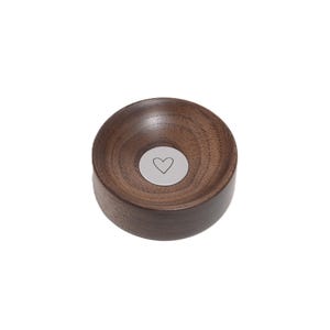 Anniversary gift, Small wood ring dish  made of walnut with metal inlay bronze, copper or aluminum