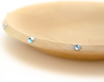 Wood Maple Crystal Ring Dish, jewelry dish, trinket dish, ring holder, jewelry organizer, jewelry holder, makes a great Christmas Gift