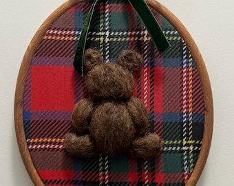 Ralph Lauren Inspired Tartan Teddy Bear Wall Art