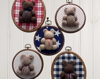 Patriotic Nursery Wall Art | Ralph Lauren Inspired Teddy Bear | Plaid, Gingham, Red White and Blue Wall Decor | Vintage Americana