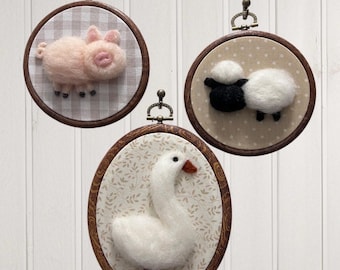 Farm Animals Nursery Wall Art | Silly Goose, Piggy and Sheep | Farm Animals Wall Decor | Neutral Baby Nursery Decor