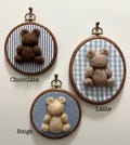 Vintage Inspired Teddy Bear- Blue background option, Baby Nursery Art, Felted, Framed Wall Decor