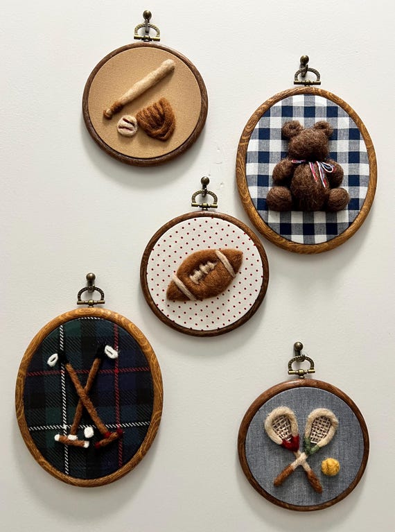 Vintage Sports Nursery Art | Ralph Lauren Inspired | Polo Football Baseball Tennis Teddy Bear | Americana Cottage Core Nursery Decor