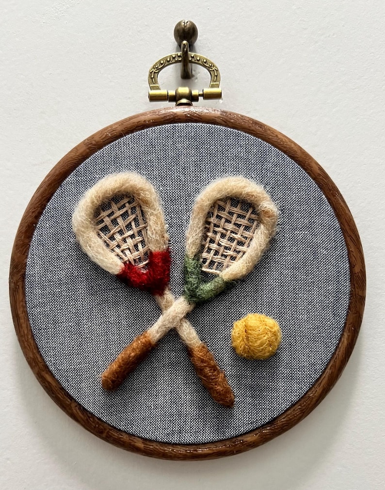 Vintage Sports Nursery Art | Ralph Lauren Inspired | Polo Football Baseball Tennis Teddy Bear | Americana Cottage Core Nursery Decor Tennis/Blue Chambray
