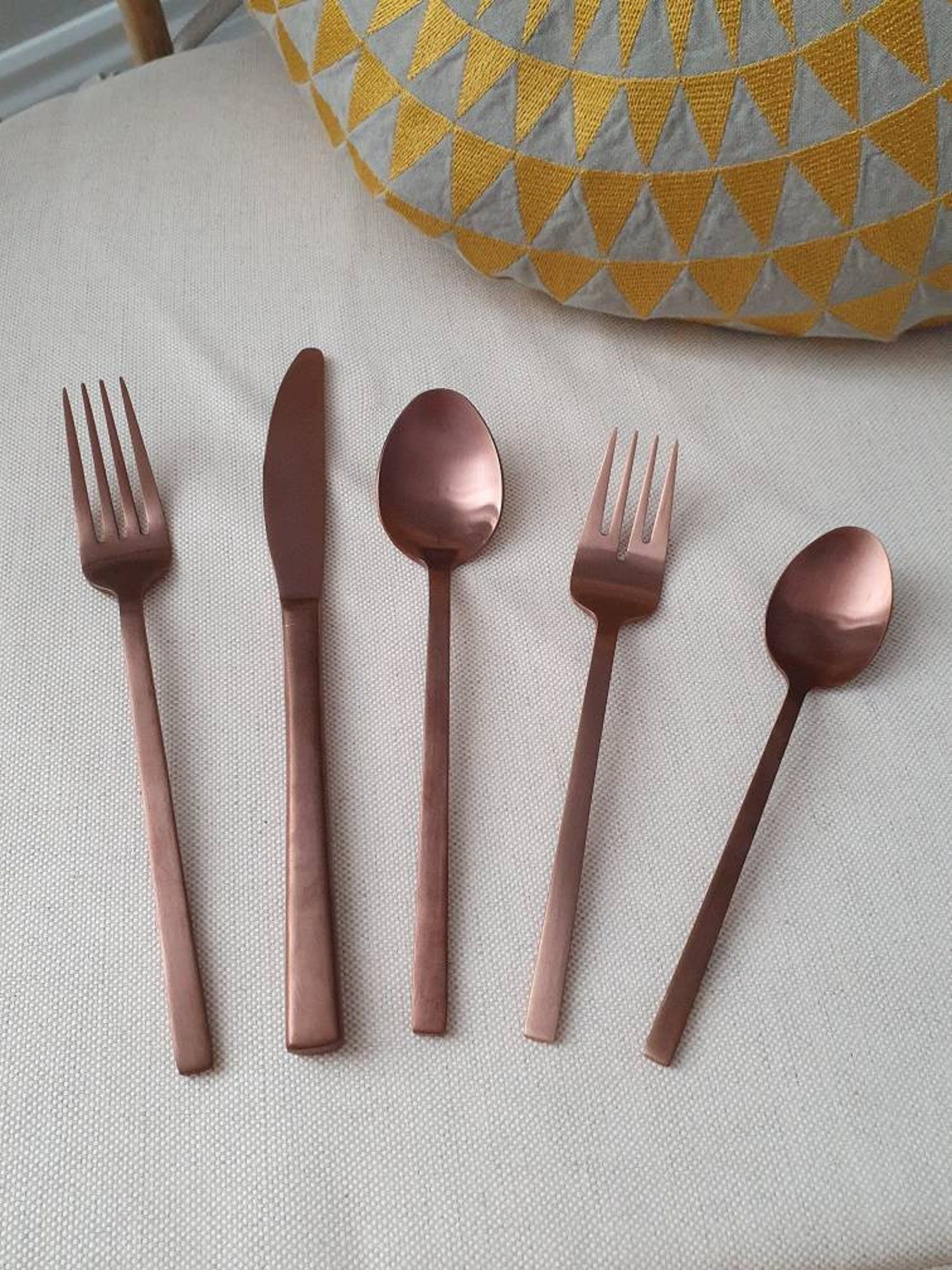 Modern matte copper cutlery sets dishwashersafe FREE Etsy