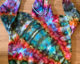 2XL Hoodie | Psychedelic Hoodie | Tie Dye Hooded Sweatshirt | Galaxy Ice Dye Hoodie | Festival Apparel | Oversized Spiral Hoodie