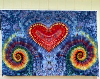 Psychedelic Wall Hanging | Trippy Tie Dye Tapestry | Ice Dye Tapestry | Fractal Tapestry | Above Bed Decor | Psytrance Art