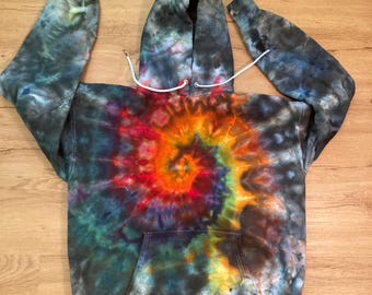 Sudadera mediana con capucha / Sudadera psicodélica con capucha / Sudadera con capucha tie-dye / Sudadera con capucha Galaxy Ice Dye / Ropa para festivales / Sudadera con capucha extragrande en espiral