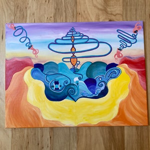 Original Psychedelic Painting | Acrylic Wall Art | Trippy Canvas Art | Surreal Painting | Psytrance Artwork | Geometric Wall Art