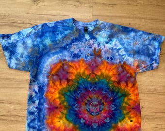 2Xl | Lotus Tie Dye Shirt | Psychedelic T Shirt | Galaxy Ice Dye Shirt | Festival Shirt | Mandala Psytrance Shirt | Geode Tie Dye