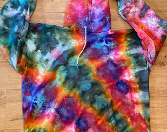Large Hoodie | Psychedelic Hoodie | Tie Dye Hooded Sweatshirt | Galaxy Ice Dye Hoodie | Festival Apparel | Oversized Spiral Hoodie