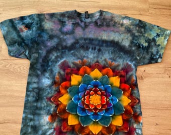 2Xl | Lotus Tie Dye Shirt | Psychedelic T Shirt | Galaxy Ice Dye Shirt | Festival Shirt | Mandala Psytrance Shirt | Geode Tie Dye