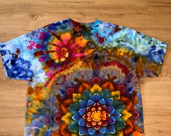 Xl Shirt | Special Tie Dye Shirt | Psychedelic T Shirt | Galaxy Ice Dye Shirt | Festival Shirt | Mandala Psytrance Shirt | Geode Tie Dye