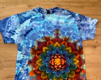 Xl Shirt | Mandala Tie Dye Shirt | Psychedelic T Shirt | Galaxy Ice Dye Shirt | Festival Shirt | Mandala Psytrance Shirt | Geode Tie Dye