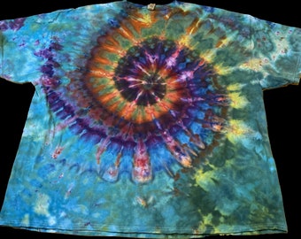 4XL | Spiral Tie Dye Shirt | Psychedelic T Shirt | Galaxy Ice Dye Shirt | Festival Shirt | Mandala Psytrance Shirt | Geode Tie Dye