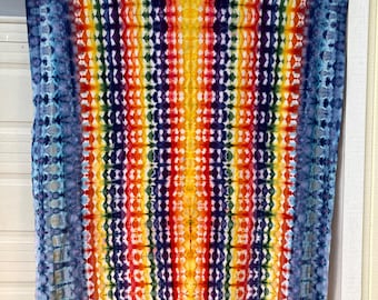 Psychedelic Wall Hanging | Trippy Tie Dye Tapestry | Ice Dye Tapestry | Fractal Tapestry | Above Bed Decor | Psytrance Art