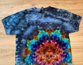 Camiseta XL / Camiseta Mandala Tie Dye / Camiseta Psicodélica / Camiseta Galaxy Ice Dye / Camiseta de Festival / Camiseta Mandala Psytrance / Camiseta Geode Tie Dye