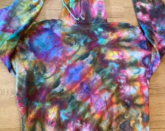 Xl Hoodie | Psychedelic Hoodie | Tie Dye Hooded Sweatshirt | Galaxy Ice Dye Hoodie | Festival Apparel | Oversized Spiral Hoodie