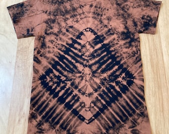 Kleines Reverse Dye Bleich Tie Dye T-Shirt psychedelisches Mandala Lotus Blume Spiegelbild Fraktal Galaxie Eis färben